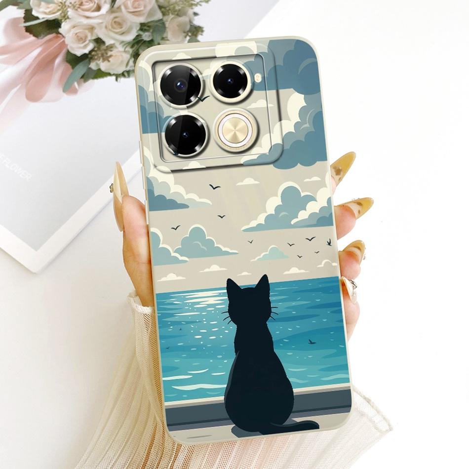 For Infinix Note 40 Pro 4G 5G / Note 40 Pro+ / Note40 X6853 Cute Cat Flower Cartoon Phone Case Soft Silicone Cover Bumpers