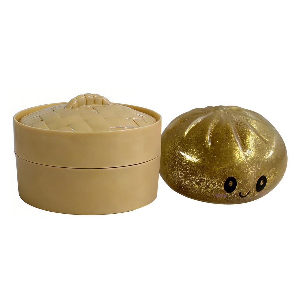 Glitter Dumpling Fidget Toy Squeeze Dough Ball Bun with Food Steamer Stretchy Desk Toy Party Favors Gifts for Adults