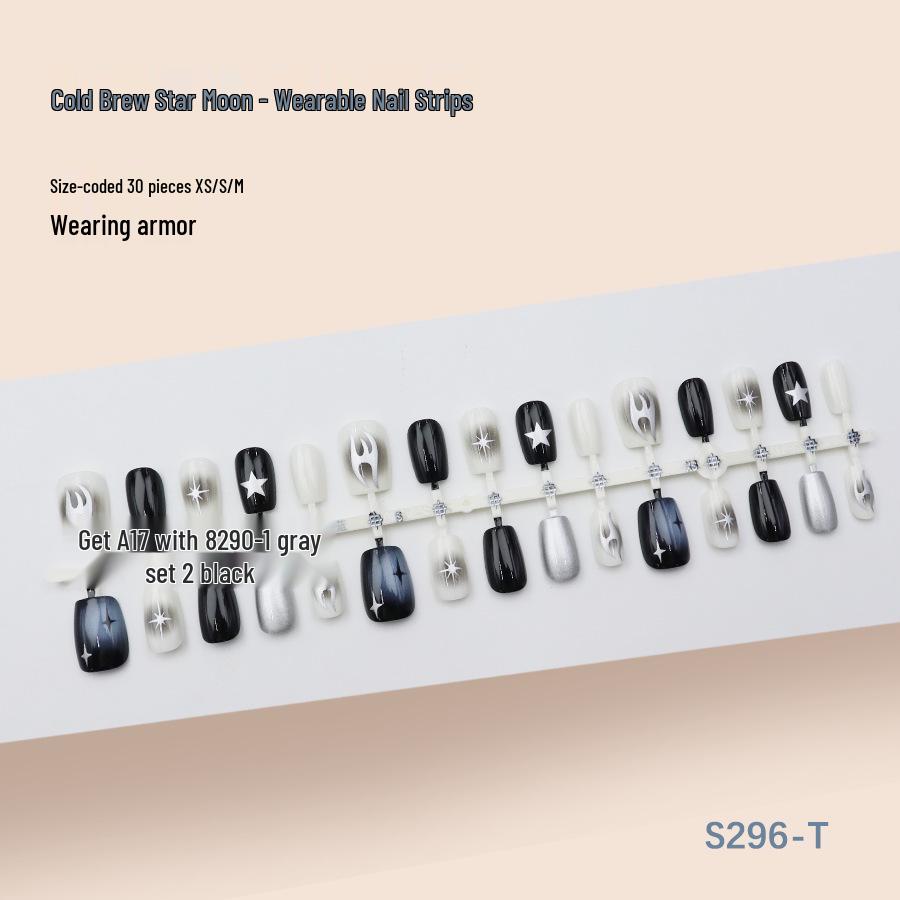 

Hot Silver Flame Four-Pointed Star Nail Tips - 30 Pieces