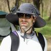 Solar Fan Hat UPF 50+ UV Protection Hat with 2 Solar Fans USB Rechargeable Breathable Men Women Summer Outdoor Activities Fishing Wide Brim Bucket Cap