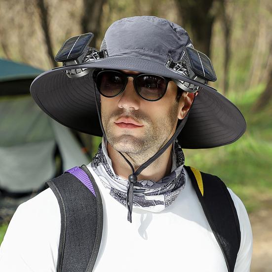 Solar Fan Hat UPF 50+ UV Protection Hat with 2 Solar Fans USB Rechargeable Breathable Men Women