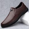Men's shoes 2025 summer new men's daily outdoor waterproof casual leather shoes middle-aged one-pedal soft-soled dad shoes