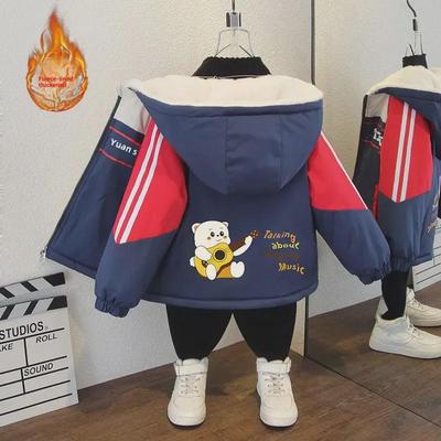 2024 Boys' Hooded Fleece Parka - Thick & Trendy Children's Jacket