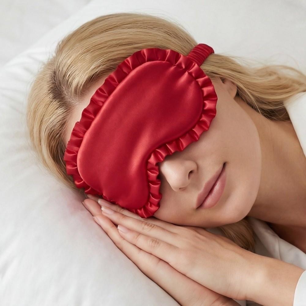 Breathable Silk Ruffle Sleep Eye Mask Soft Texture Blackout Eye Patches For Woman