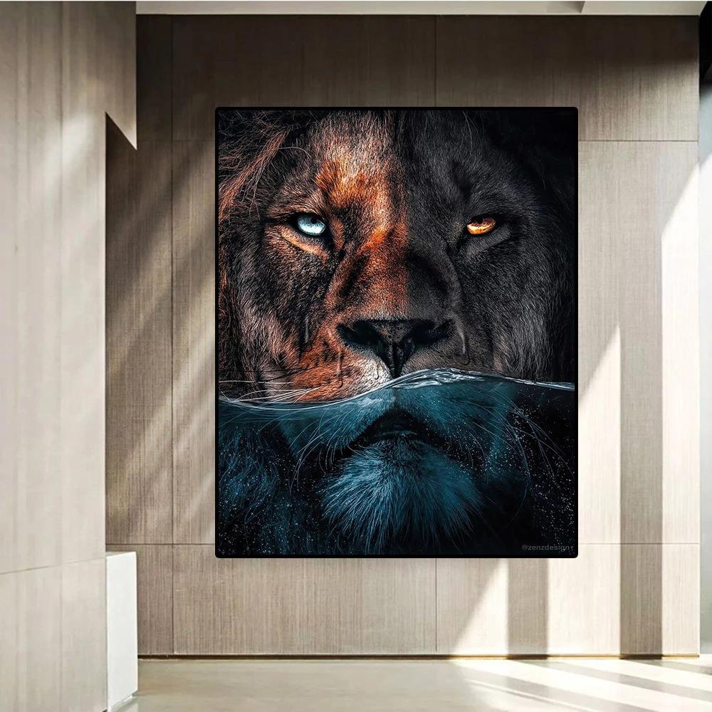 Modern Animal Canvas Painting Art Lion Posters Wild Animals Prints Wall Art Pictures for Living Home Decoration