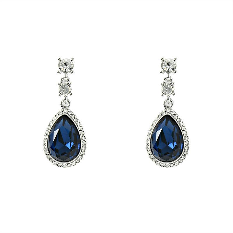 Colorful Rhinestone Water Drop Dangle Earrings – Elegant, Shiny, Versatile Accessories