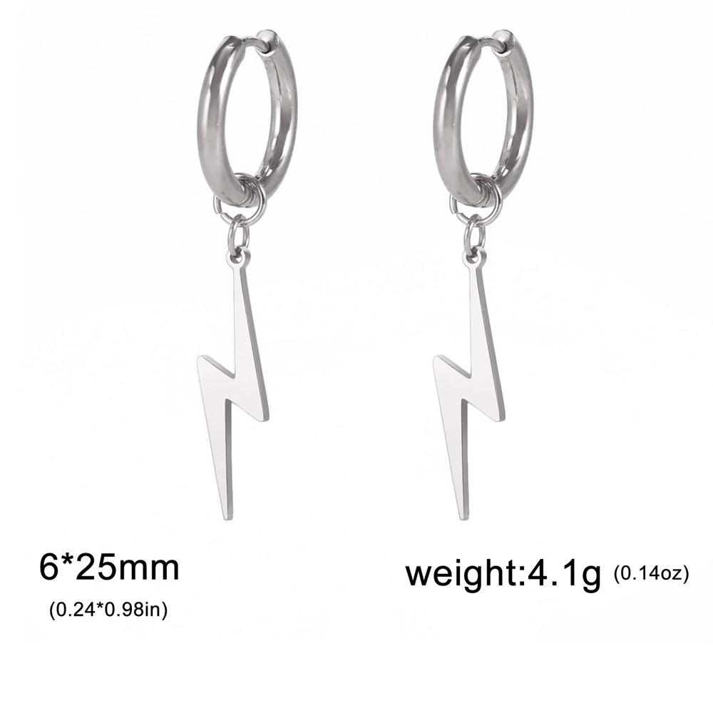 My Shape Fashion Lightning Earrings Women Men Hiphop Hoop Earring Stainless Steel Gold Punk Jewelry Party Ear Accessories