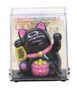 S Mini Waving Set of Bulk a Great Japanese Souvenir for Comes In a Clear Case Maneki-neko [Gold Bag] (Black) Solar-Powered,