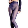 Sexy Women Open Crotch Oil Glossy Shiny Sockings Thin High Waist Shaping Pantyhose Sheer See Through Maid Tights Stockings