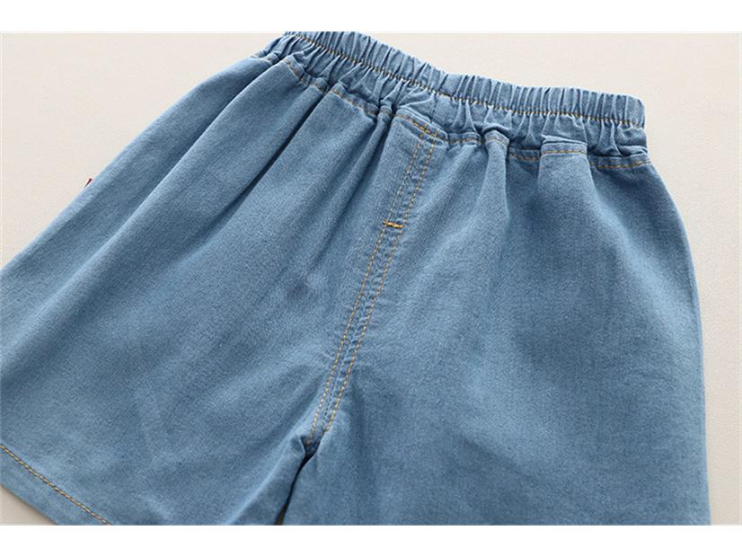 2025 Boys' Korean Style Denim Bear Short Sleeve Two-Piece Summer Set