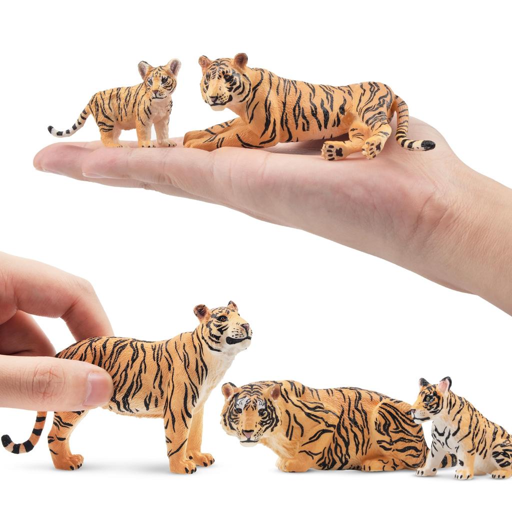 TOYMANY 6-Piece Tiger Figure Set, Animal Figures, Tiger Toys, Wild Animal Models, Parent-Child Friendly, Home Decor, Realistic Models, Popular Toys,