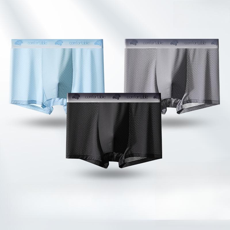 

3pcs Men s Underwear Ice Silk Flat Corner Underwear Seamless Underwear Men s Jacquard Mesh Breathable Square Corner Shorts Men s Boxer Brief XL