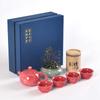 Guochao Ceramic Tea Set, One Pot, Two Cups and Four Cups Travel Gift Box Set.