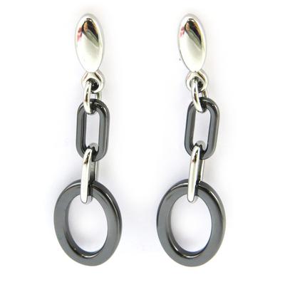 [N3774] - Black 'Choreography' Steel Earrings (ceramic)