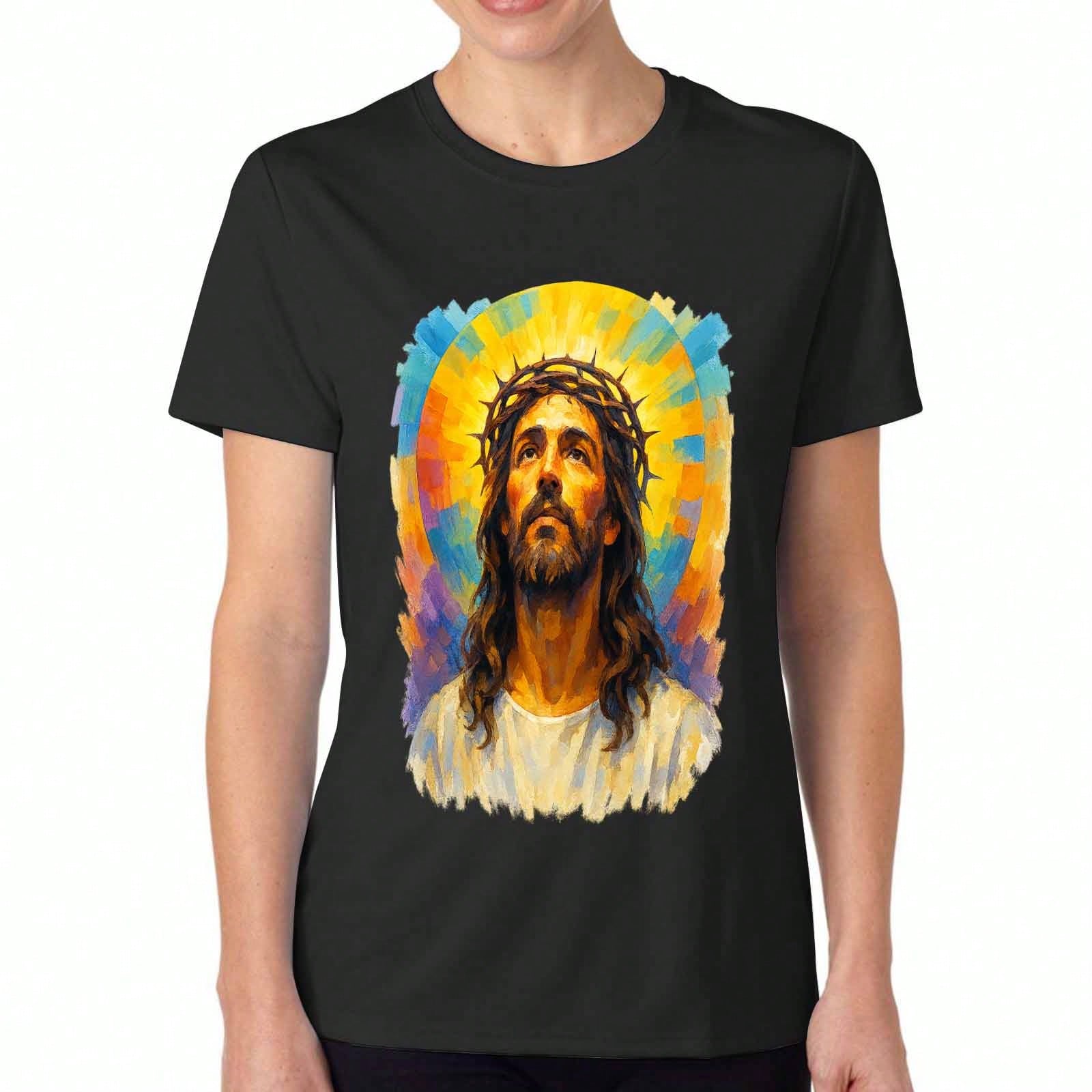 Jesus Christ Victorious Ladies Cotton T Shirt, Premium Cotton Quality Print, Durable, Casual And Fashionable. Express Your Faith With This Classic Des S разноцветный