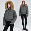 Womens Short Puffer Coat With Faux Fur Collar Hooded Winter Jacket Slim Fit Casual Warm Outerwear