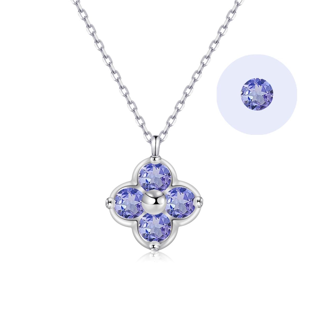 

Tanzanite Necklace for Popular Four Leaf Clover a Good Luck Metal Silver 925 Birthstone of Popular as a Birthday Gift for Women in Their 20s [FH.bird]