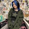 2KWEIRD Y2k Vintage Gothic Women Hoodie Fashion Stars Print Zip Up Autumn Winter Hip Hop Long Sleeve Jacket Coat Loose Hooded Sweatshirt