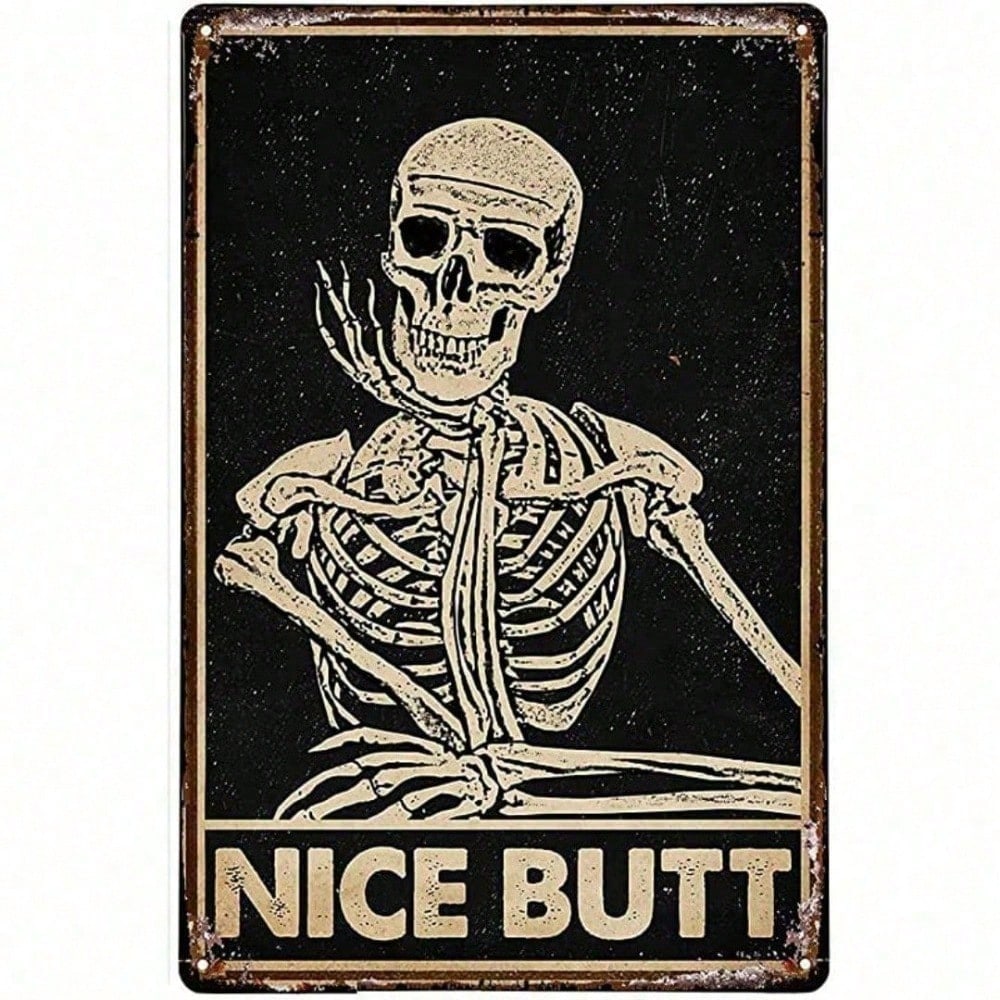 

Funny Skeleton Tin Sign Metal Wall Decor Vintage Retro Plaque 8x12 Inch Home Office Bathroom Gift 20x30cm разноцветный