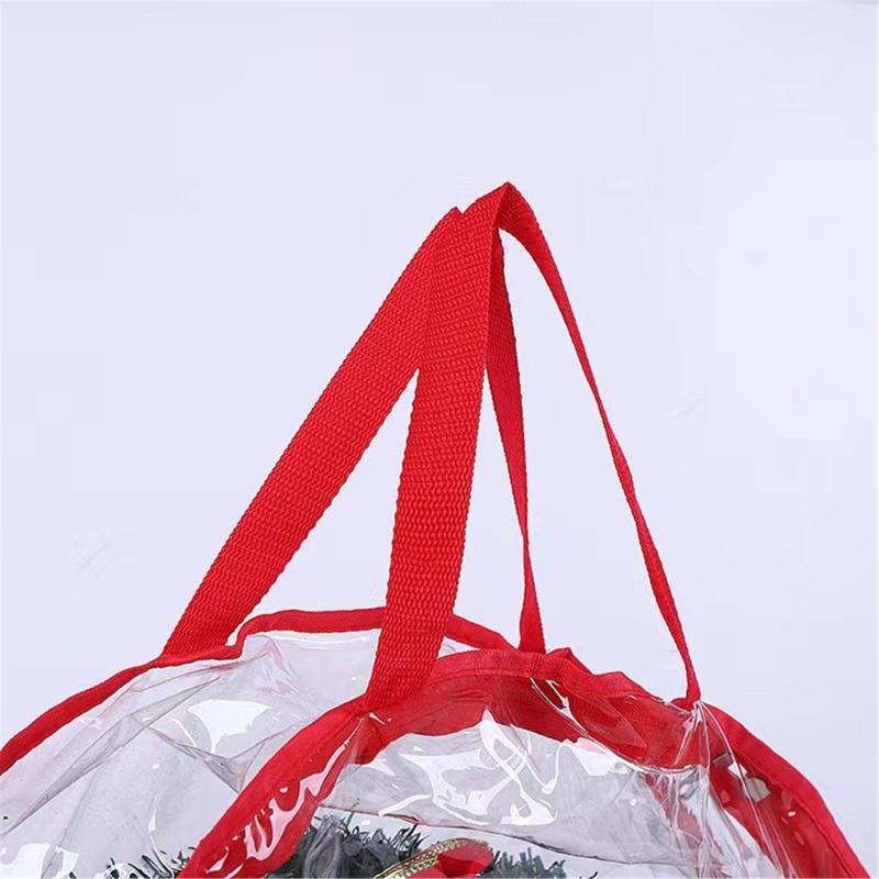 Transparent Holiday Decoration Organiser Bag With Reinforced Zippers Lightweight PVC Materials Wreath Protective Case