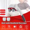 Two Head Electric Handheld Massager Machine Full Body Neck Vertebra Back Muscle Relax Vibrating Deep Tissue Massage Gray / White