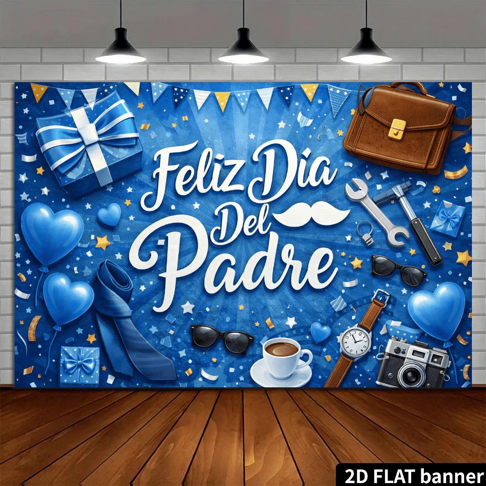 2D Plane Feliz Día del Padre Spanish Language Father's Day Background Cloth Tie Theme Tool