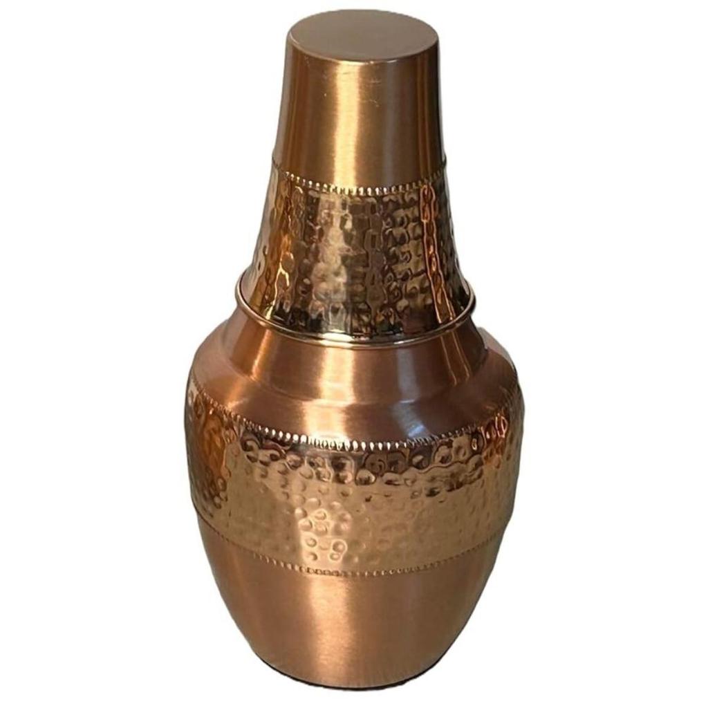 Nirmal Ganga Hammered Copper Surai Bottle Set 1200ML with Glass – Pack of 3