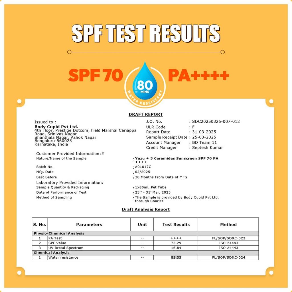 Skin Science Japanische Yuzu + Vitamin C mit 5 Ceramiden Dewy Bright Sonnenschutzgel| SPF 70 PA++++ 500x Vitamin C | 80ml