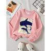 Crewneck Sweatshirt for Girls Featuring a Shark Fish Design, Suitable for Machine Washing. Ideal for Spring And Autumn