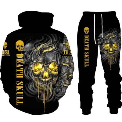 Punk Skull 3D tlačená pánska mikina s kapucňou Jeseň a zima Pánske športové oblečenie Tepláková súprava Pánske oblečenie nadmernej veľkosti