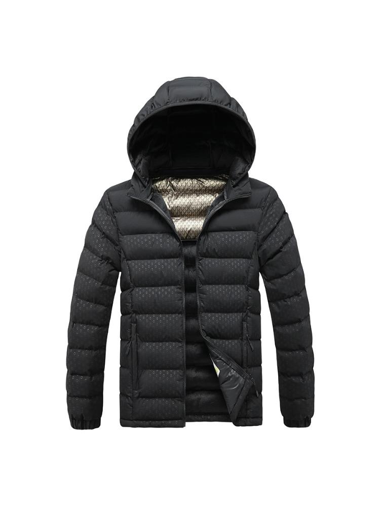 Light Cotton Coat Men's Winter Hit The Colour Full Print Removable Cap Thickened Hooded Comfortable and Versatile Jacket Men