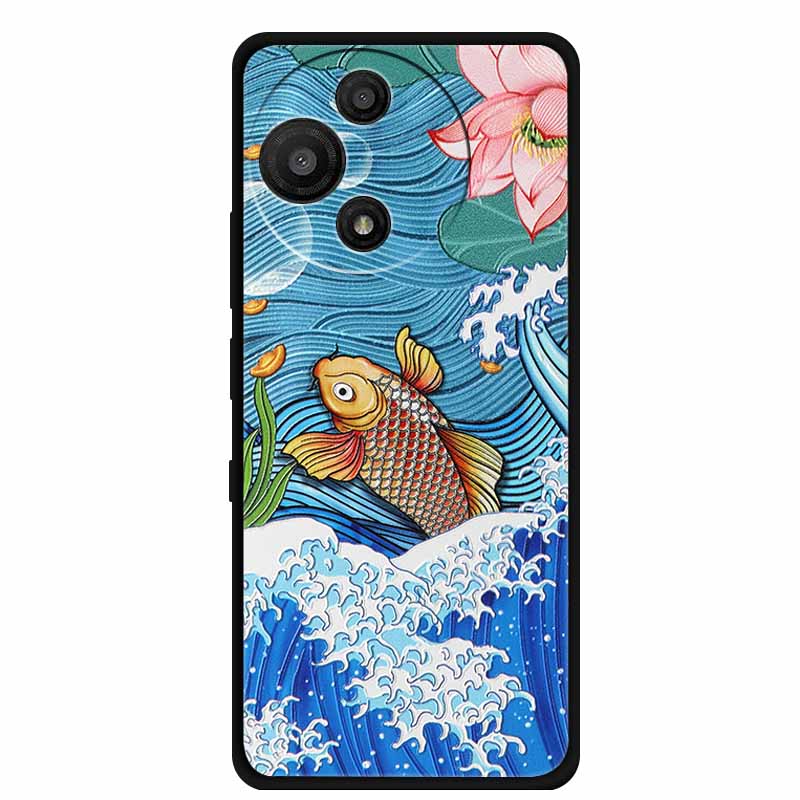 For TCL 60 SE Nxtpaper Case 3D Emboss Relief Flowers Black TPU Silicone Soft Back Cover Cases For TCL 60R Case 6.7" Fundas Bag