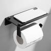Homeglen Black Stainless Steel Toilet Paper Holder with Phone Shelf