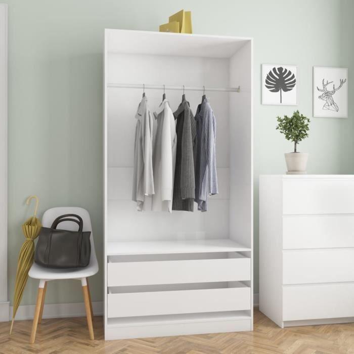 VidaXL Wardrobe High Gloss White 100x50x200 Cm Engineered Wood 800609