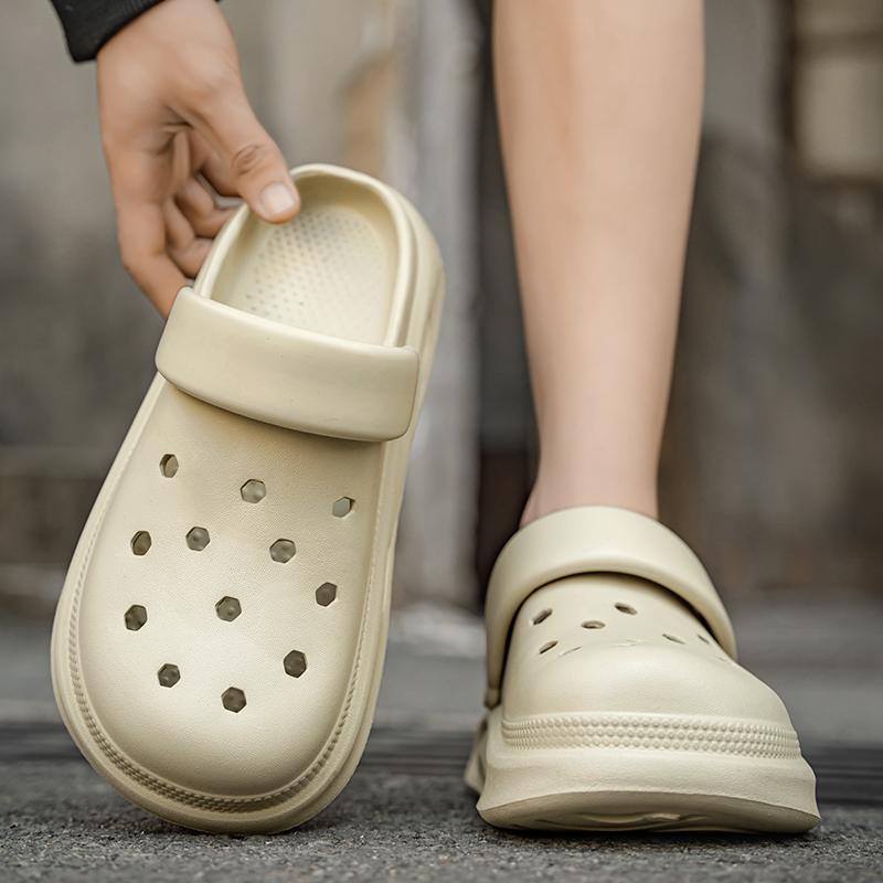 Mens And Women'S Couple Style Outside Slide Shoes, Summertime Anti-Skid Closed-Toe Sandal Shoes, Thick-Soled Outside Beach Footwear, Sandal Shoes