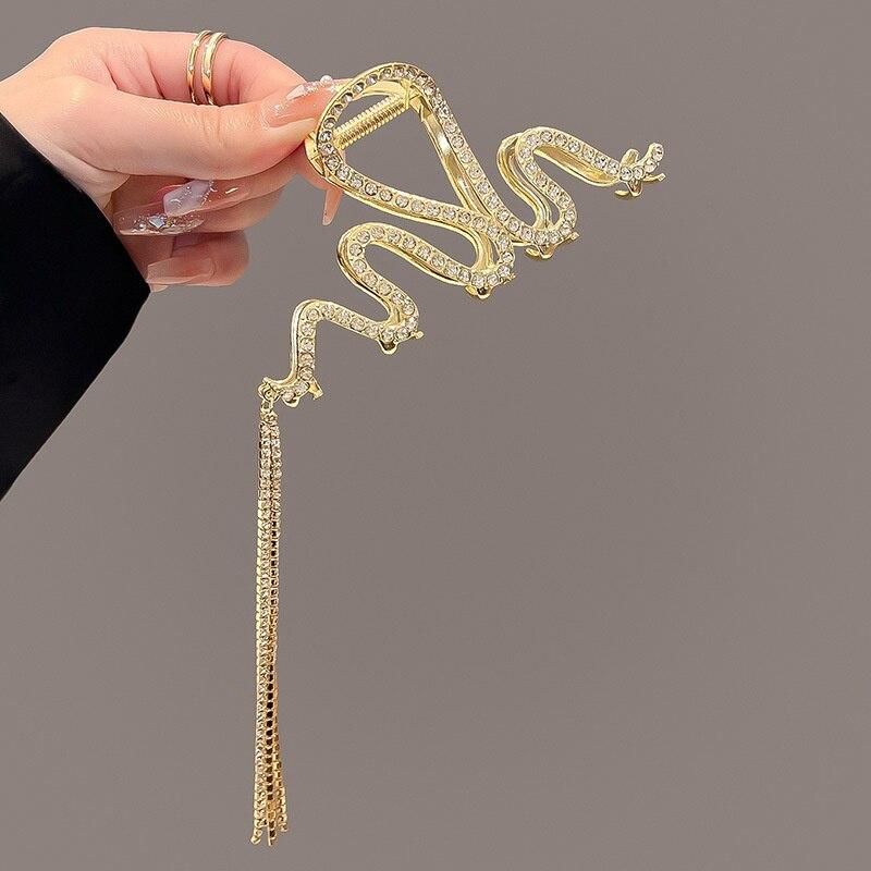 New Fashion Rhinestone Tassel Hair Claw Clips Vintage Butterfly Star Bow Hair Clips For Women Hair Accessories Hairgrips Jewelry