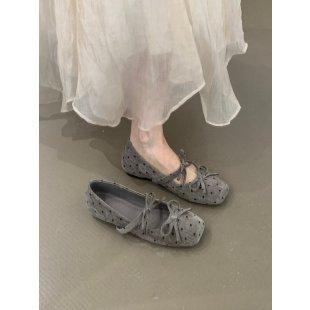 Inner height increase! Korean retro polka dot square head Mary Jane shoes light mouth single shoes ballet shoes early autumn French women's shoes