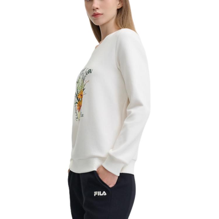 Fila X Rousseau Heritage Series Fashion Casual Comfortable Versatile Sweatshirt Women Tops Oatmeal F11W448210F-BG