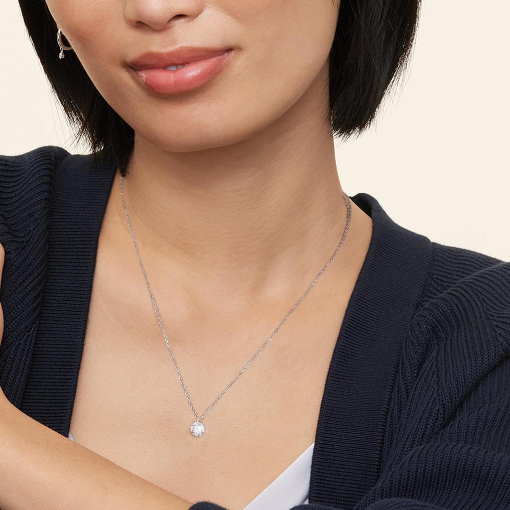 KRKC Moissanite Argint Sterling S925 cu un Singur Diamant Aur Alb Cadou pentru Cutie Lungime Ajustabilă Colier pentru Femei (0.5/1.0/2.0/3.0/4.0ct),