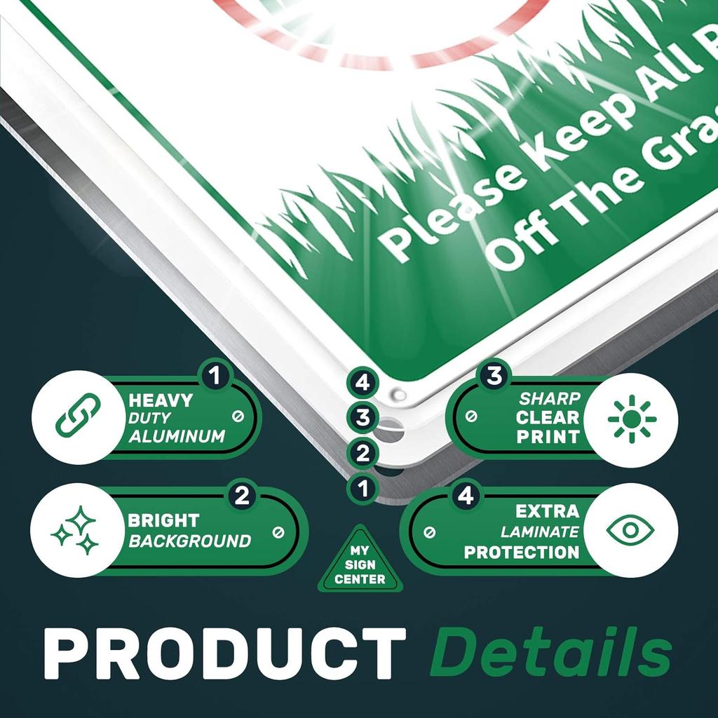 GLOBLELAND This Area Has Been Treated with Please Keep All Pets Off The Grass Sign, 10x12 Inches 35 Mil Aluminum Grass Yard Sign, UV Protected and