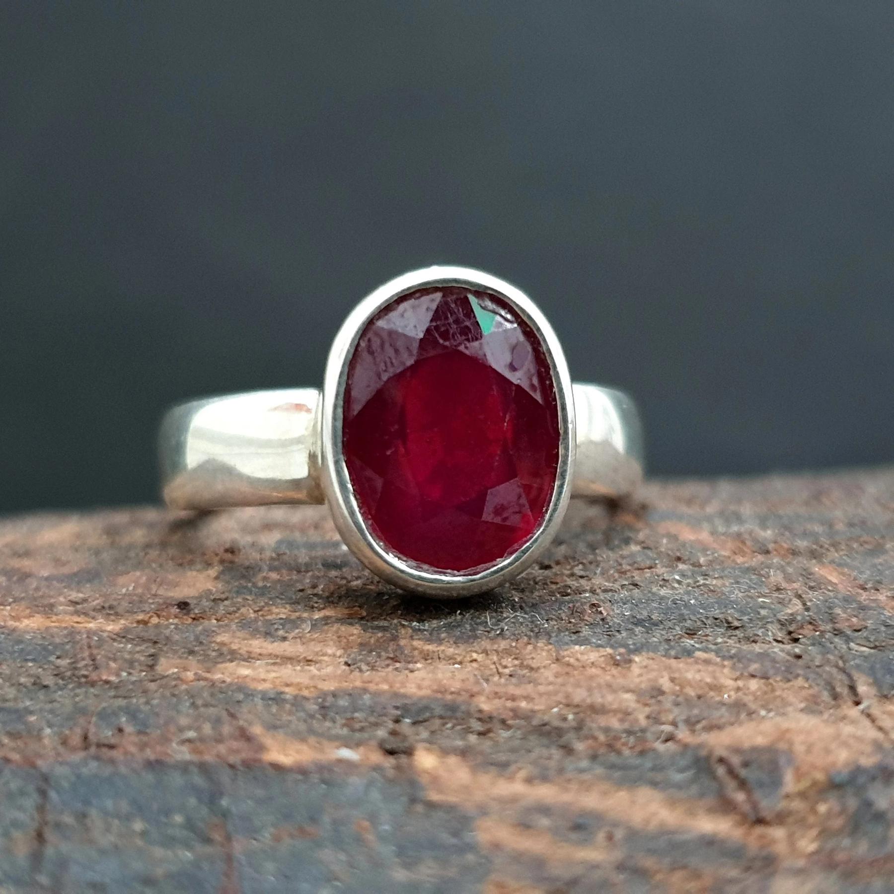 

Багатий червоний рубін Срібний перстень 925 проби Ювелірні вироби, Ручної роботи Масивний Весільний Подарунковий Перстень 10 срібний