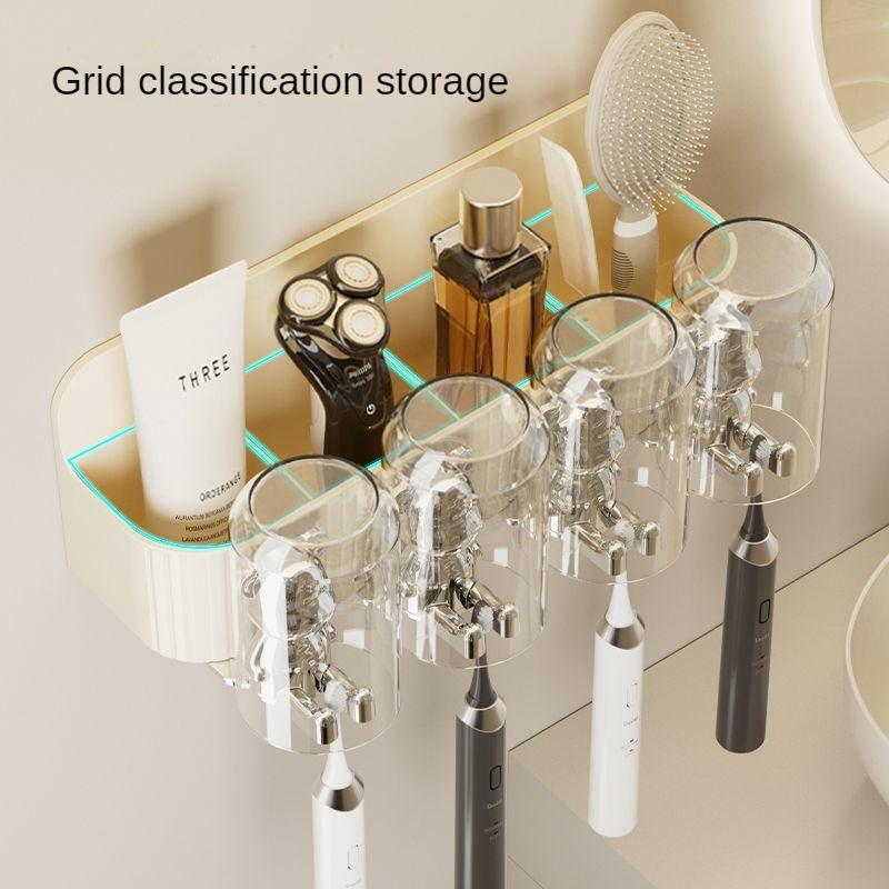 Bathroom Mouthwash Cup Toothpaste Dispenser Wall-Mounted Cup Holder a Family of Three Toothbrush Cup