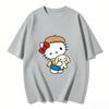 2026 Summer Hello Kitty Cartoon Printed Short Sleeve Pure Cotton Tshirts Womens Family Matching Outfits Harajuku Y2k Tops Tee