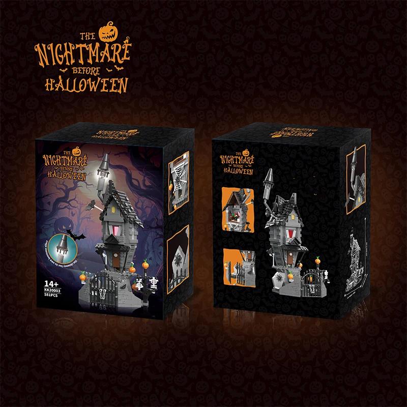 Non-Toxic 581Pcs Nightmareal Castle Building Blocks Ghost Skeletion Pumpkin Hut Moc Bricks Diy Toys For Kids Christmas Holiday Gifts