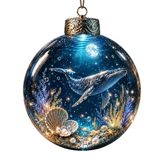 Reusable Lightweight Holiday Hanging Decor Ocean Animal Christmas Ball Ornament, 3D Marine Life Decoration, Unique Tree Baubles Beach Coastal