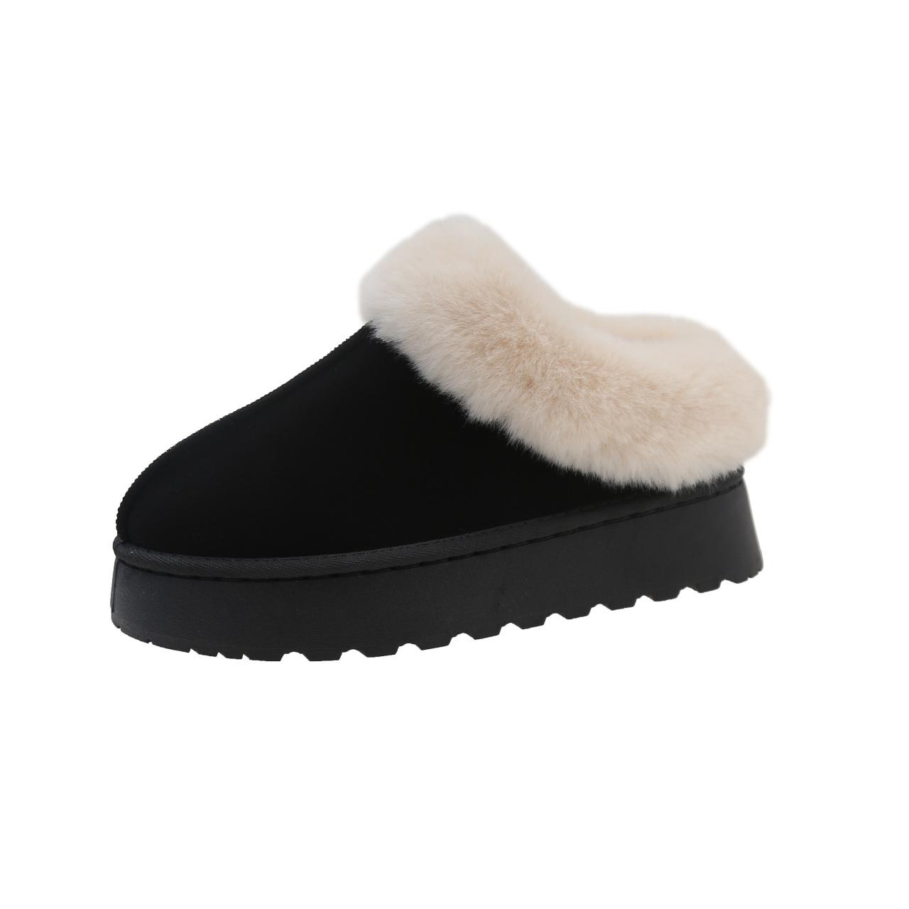 

Женские зимние ботинки на толстой платформе, зимние короткие тапочки из искусственной замши с подкладкой из искусственного меха, нескользящие, теплые, для дома и улицы для женщин 41