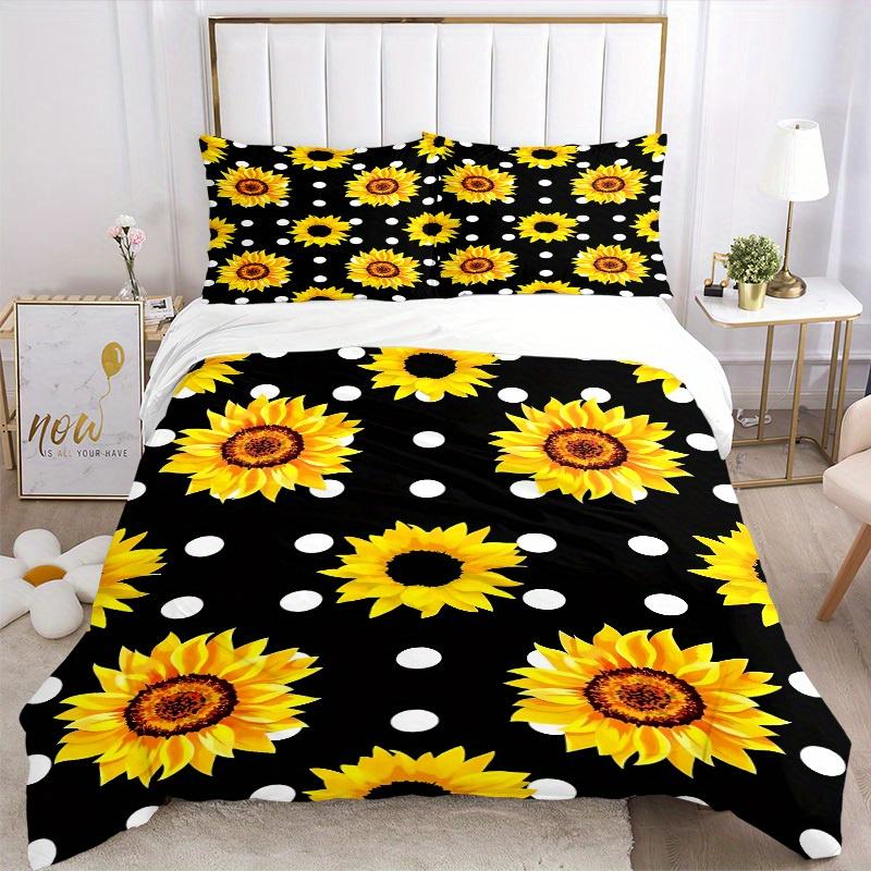 3Pcs Sunflower Pattern Printed Bedding Set, Breathable And Soft, Machine Washable, Christmas Gift, Suitable for Bedroom Decoration, 15165