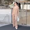 Cozy Knit Cardigan Pants Women Set Loose V-neck Pocket Button Coat Wide Leg Trousers  Autumn Winter Fashion Lady Outfit