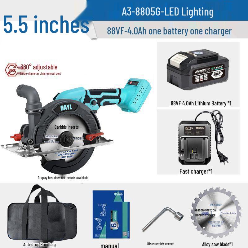 High-Power 6-Inch Brushless Circular Saw - Lithium Battery Stone/Woodworking Electric Handheld Cutter