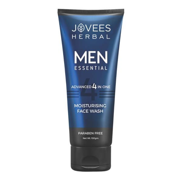 Jovees Herbal Men's Essential 4 In 1 Moisturizing Face Wash with Vitamin C and E 100g for Clean Clear Skin